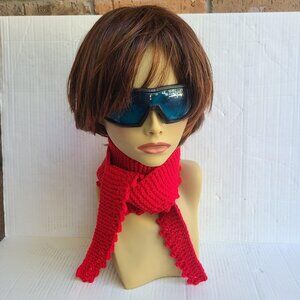 Winter Crossover Scarf Knitted small shawl Garter Stitch With Picot Edge